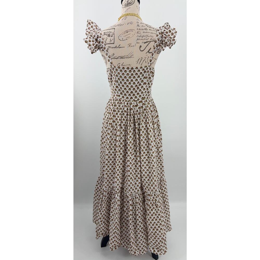 B51 Daughters of India Manjari Maxi Dress Floral XS Ruffle Boho Cottage Flowy - Picture 6 of 11